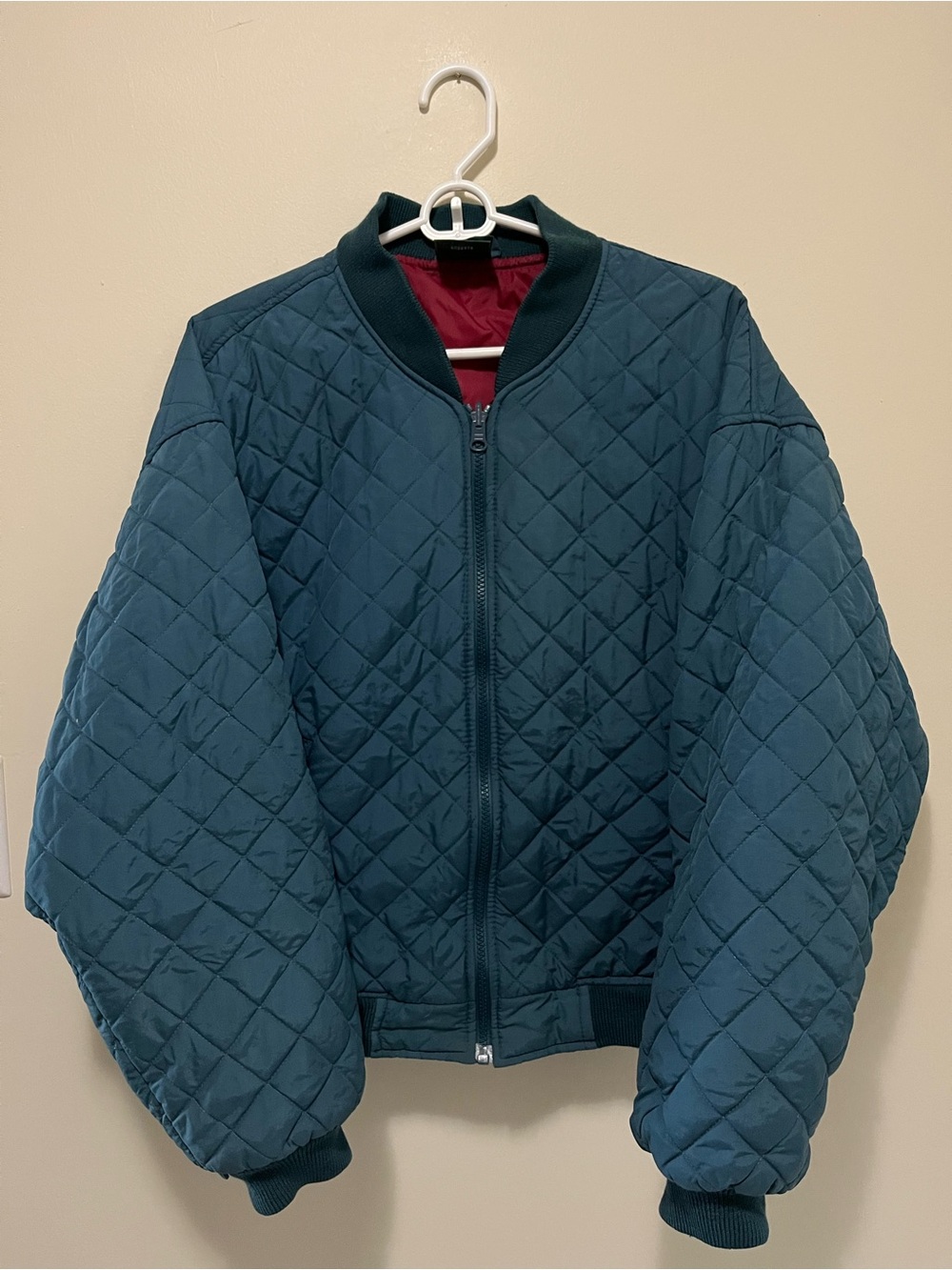 Vintage 90s Northern Reflections Quilted Bomber Jacket Medium Teal Blue Loon Tag